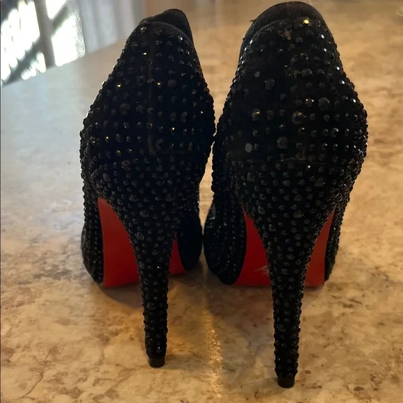 Christian Louboutin Black and Blue Crystal Heels - Picture 5 of 5
